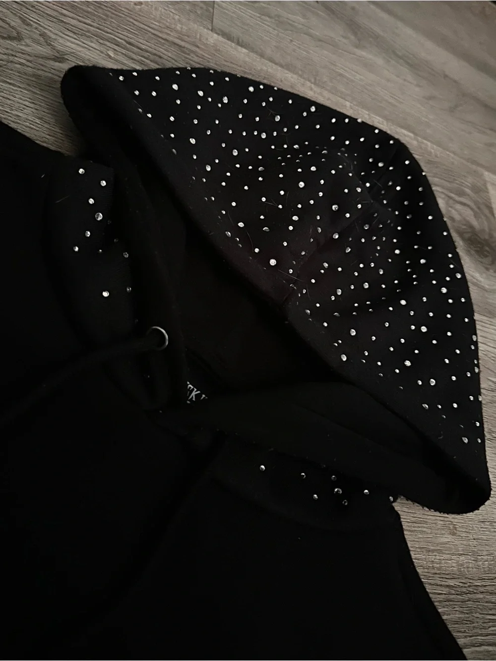 Fearless Black Hoodie Sweater with Studded Details